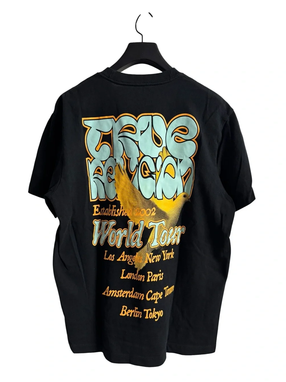 True Religion Graphic Tee with Yellow & Light Blue Chest Patch
